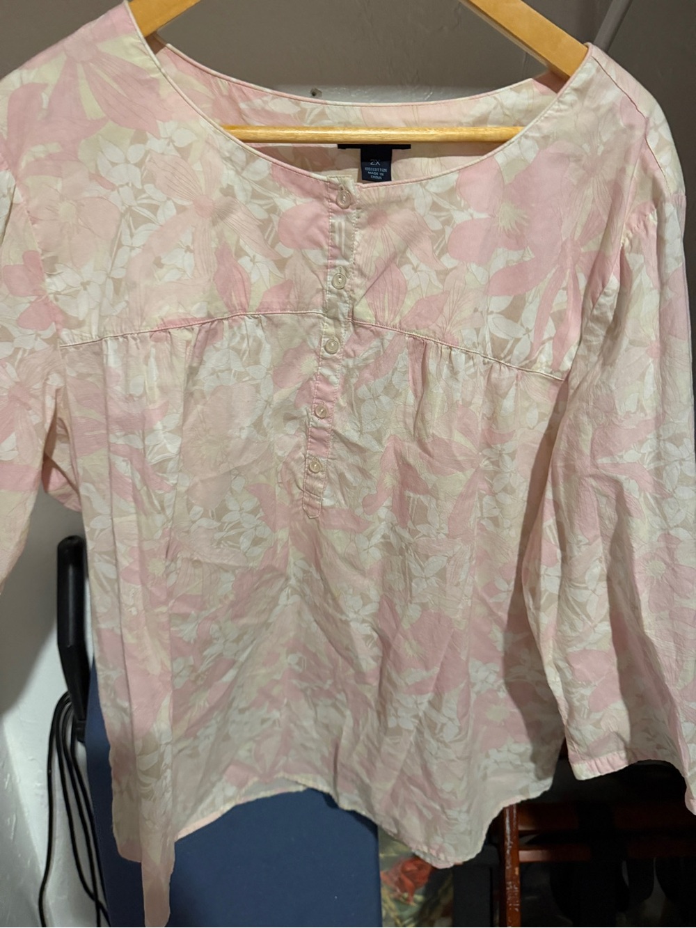 Westbound Pink and White Floral Button-Front Tunic